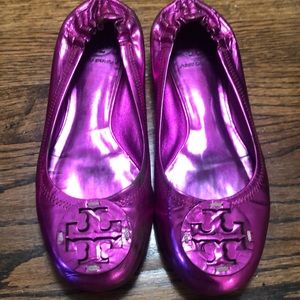 Tory Burch 7 1/2 Hot Pink Mirror Ballet Flats